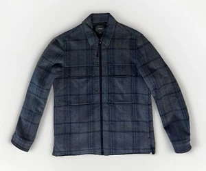 Vince Men's Black/Gray/Green Plaid Sherpa Lined Military Shirt Jacket Small - Picture 1 of 7