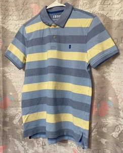 IZOD Youth Polo Stretch Shirt Short Sleeve Embroidery Logo Blue Stripe Sz Small - Picture 1 of 9