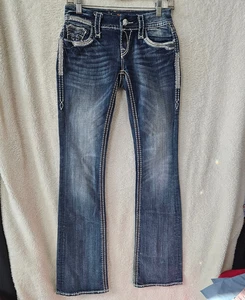 Rock Revival Jeans Womens 25 Jacklyn Boot Cut Distressed Denim Jeans - Picture 1 of 15