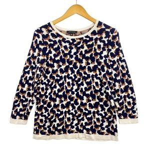 Maglia donna Ann Taylor taglia media nera stampa leopardata manica 3/4 girocollo - Foto 1 di 11