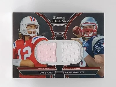 2011 Bowman Sterling Dual Jersey Relic Tom Brady/Ryan Mallett Patriots - Image 1 of 2
