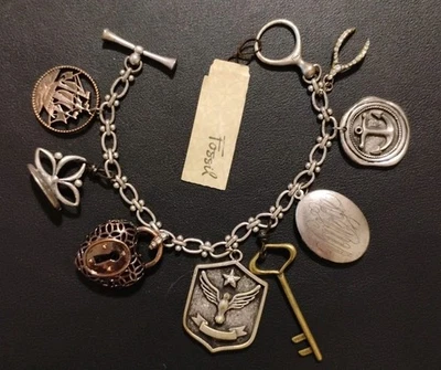 Pulsera con dije fósil ancla náutica barco medallón amor Wishbone Navy Fuerza Aérea Foto 1 de 4