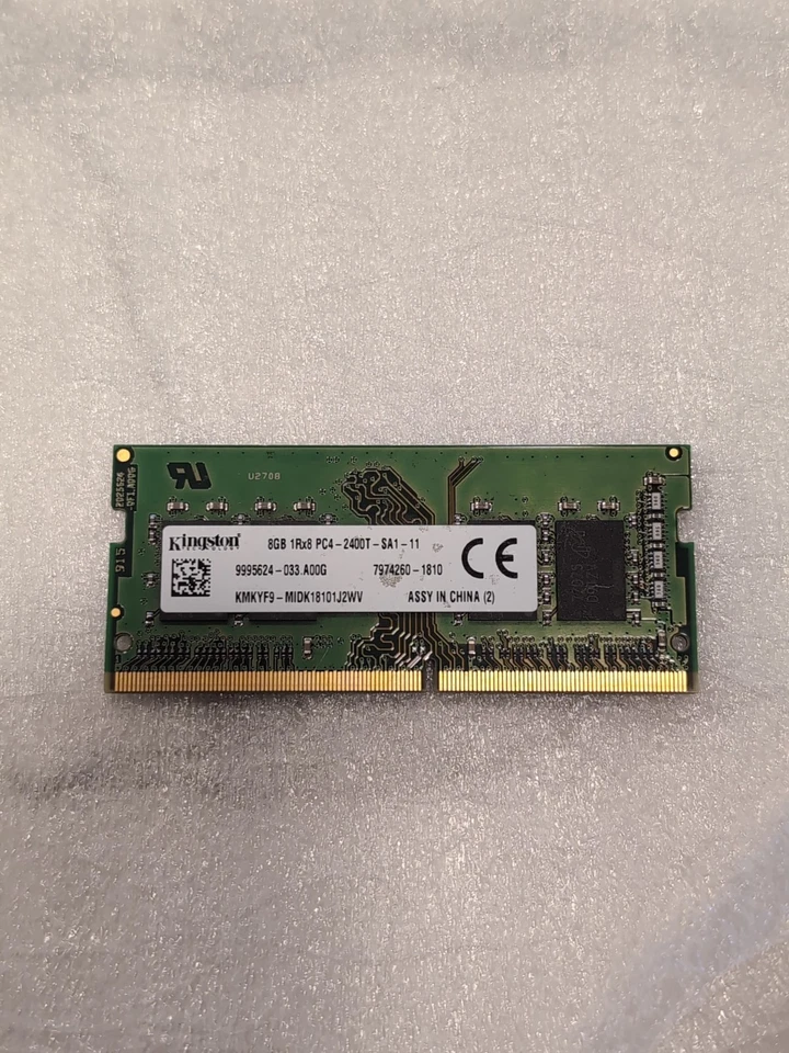 Kingston 8Gb 1Rx8 DDR4 PC4-2400T Laptop Sodimm Memoria RAM KMKYF9-MID Foto 1 de 1