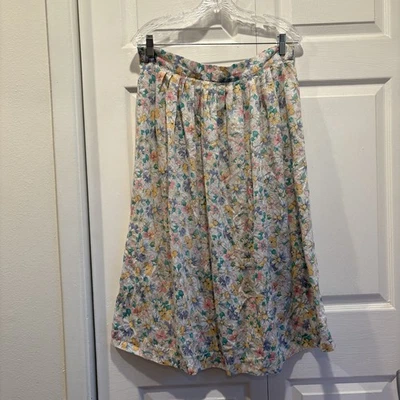 Falda midi floral Worthington Essentials vintage años 80 - talla 16 Foto 1 de 4