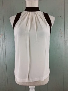 rag&bone Tallulah All Silk Top Womens 0 White Black Trim Sleeveless Career Money - Picture 1 of 10