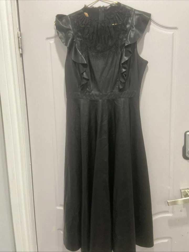 Vestido largo línea A de cuero sintético para mujer talla grande #15 Foto 1 de 2