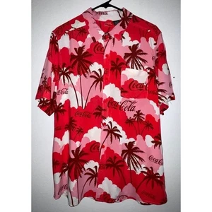 Coca Cola Men's Hawaiian Palm Tree Short Sleeve Shirt size Large - Picture 1 of 6