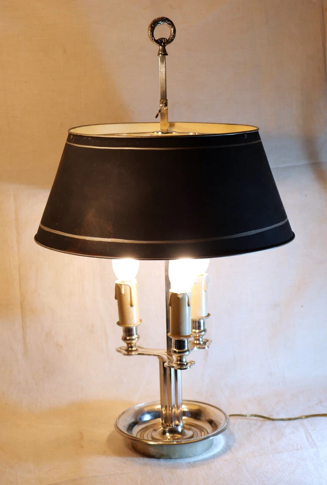 *** EMPIRE Lampe bouillotte électrique bronze argenté abat-jour tôle BLO24BOU001 - Photo 1/4