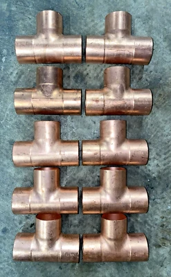 (10) NIBCO 1-1/2" C x C x C Wrot Copper Pressure Tee #611-11/2 *Lot of (10) Tees - Image 1 of 3