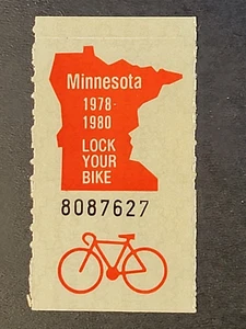 Minnesota 1978-1980 BICYCLE Registration vintage NOS License Plate Sticker MN - Picture 1 of 1