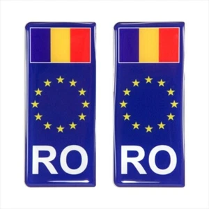 2x 98x42mm RO Romania bandiera rumena UE targa 3D gel cupola adesivi distintivo - Foto 1 di 2