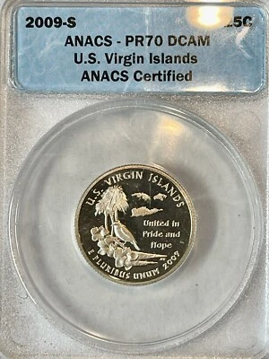2009-S PROOF Quarter U.S. Virgin Islands PR70 DCAM ANACS - Image 1 of 2