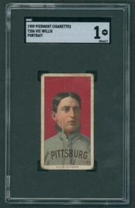 1909 T206 Piedmont 150/25 Vic Willis Portrait SGC 1 Pittsburgh Pirates - Picture 1 of 2