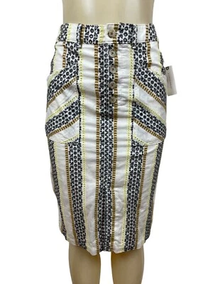 Falda Anthropologie para mujer a rayas y estampada con botones delanteros hasta la rodilla talla 4-nueva Foto 1 de 4