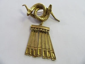 Vintage 1950's Double Entwined Snakes Gold Tone Brooch* - Picture 1 of 6