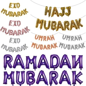 Eid Mubarak Ramadán Umrah Hajj Lámina Estelar Globos Bandera Tema Fiesta Decoración - Imagen 1 de 17