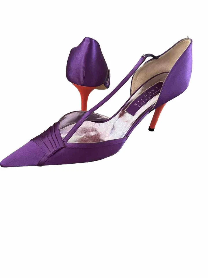 Zapatos para mujer Christian Lacroix Paris, punta cerrada, tacones morados-naranja. Talla 8 Foto 1 de 4