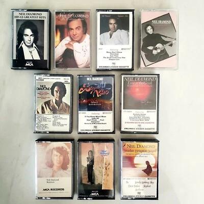 Neil Diamond - Lot of 10 Cassettes - Sweet Caroline - Love at The Greek & More - Image 1 of 3