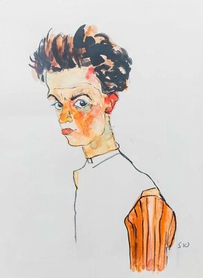 Egon Schiele " Self Portrait" 1914 - Print - Archival Inks Foto 1 de 4