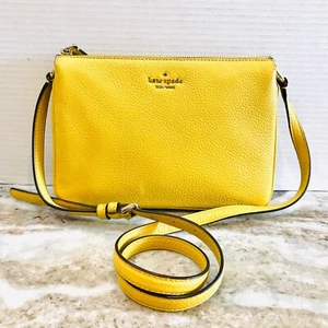 Kate Spade gelbe Umhängetasche Handtasche Jackson 3 Zwickel Leder neu ohne Etikett Schafgarbe - Bild 1 von 7