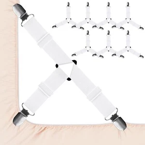 8 Pcs Sheet Straps with Metal Clips, Triangle Bed Sheet Straps Adjustable, Fi... - Picture 1 of 7