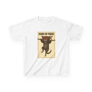 Kids Heavy Cotton Tee - 'Hang In There' Cat Design, Funny T-Shirt, gamestop - Picture 1 of 49