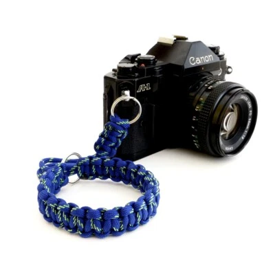 CORREA DE AGARRE PARACORD CÁMARA AZUL VERDE DSLR LEICA SONY CANON FUJI NIKON Foto 1 de 4