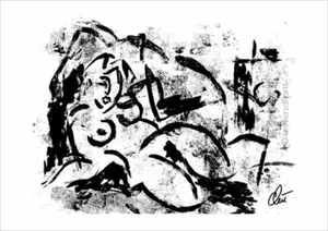 JACQUELINE DITT - Die Verführung sw A2 handsign. ltd.Original Grafik gross Akt - Bild 1 von 2