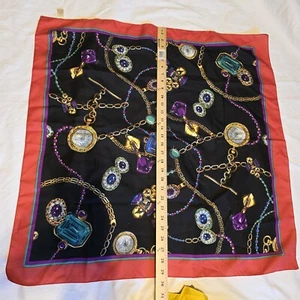 Vintage großer quadratischer Schal Seide Polyester von Berkshire Blumenmuster Made in Italy - Bild 1 von 5