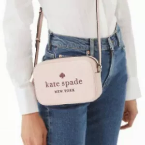 KATE SPADE Pink Leather Glitter Logo Crossbody Bag Mini Camera Bag - Picture 1 of 13