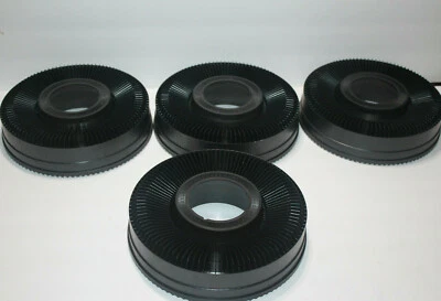 Vtg Lot 4 Round Slide Trays/Carousels Made USA Dust Sleeves Black Hold 100 Slide - Image 1 of 4