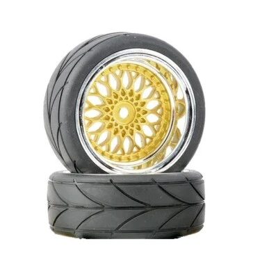 CLASSIC "BBS" RADSATZ 1:10 (2 STÜCK) CHROM/GOLD MIT 9MM OFFSET 26MM BREITE - Bild 1 von 2