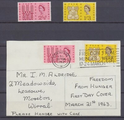 GB Stamps: 1963: Freedom from Hunger; MH, FDC; SG634,635p - Image 1 of 4