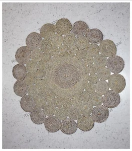 Gray Dye Round Jute Rug Circle Design Area Rug Farmhouse Jute Carpet - Picture 1 of 6
