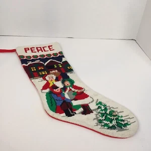 Carolers Peace Needlepoint Christmas Stocking 18" Long - Picture 1 of 8