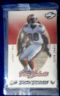 Score NFL 3 card Star Salute promo pack sealed 1997, Rice, Sanders, Aikman - Image 1 of 2