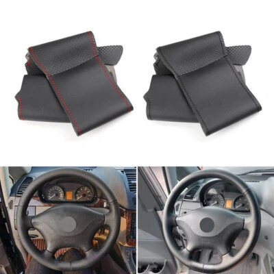 Black Leather Steering Wheel Cover Trims For Mercedes Benz Vito 10-15 Viano W639 - Image 1 of 4