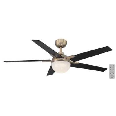 Hampton Bay Esala 52 in. Indoor Brushed Gold Ceiling Fan Integrated LED w Remote - Image 1 of 4