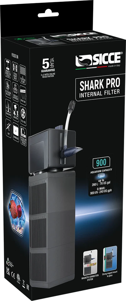 SICCE Shark PRO 900 - Innenfilter der neusten Generation für Aquarien bis 260 L
