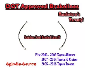 Extended Braided STEEL Brake Lines fits 05+ Toyota Tacoma 07+ FJ Cruiser 4Runner - Bild 1 von 1