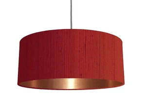 Red pure silk dupion Fabric Lampshade Metallic Lining Copper Gold *Choose inner* - Picture 1 of 25
