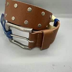 Faded Glory Men’s 38 / 40 ” Studded Leather Belt Medium Brown NWT Size Large - Picture 1 of 11