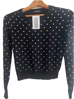 Intermix Ramsey Crystal Embellished Sweater  Size M Black $248 NWT - Imagem 1 de 4