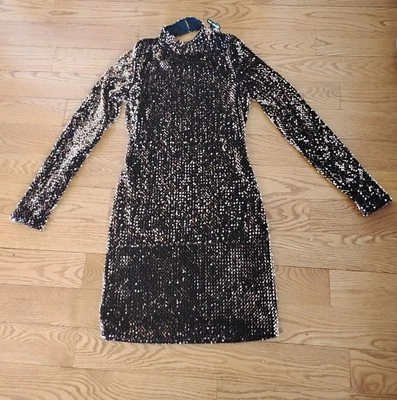 Motel London золото и черный открытый назад мини-платье новый с ярлыками - Изображение 1 из 3