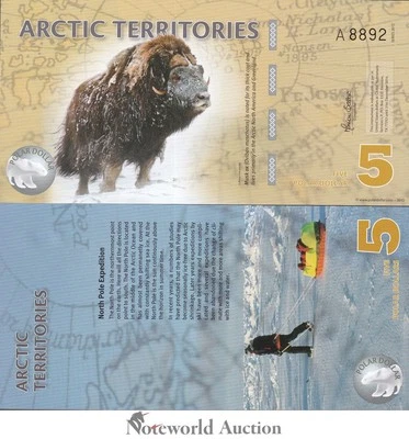 ARCTIC TERRITORIES TEST NOTE 5 Polar Dollars 2012  Polymer Series A UNC - Image 1 of 3