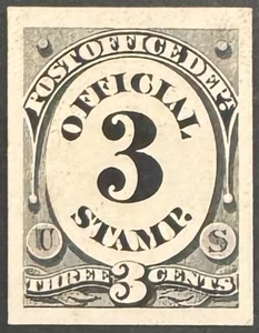 1873 O49P3 3¢ Postamt Dienstmarke Proof - Plattenproof auf Karte - Bild 1 von 2