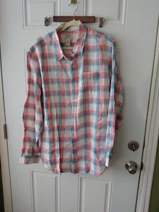 Camisa LL BEAN 100 % Lino Ligeramente Ajustada Abotonada Multi Cuadros Manga Larga XL - Imagen 1 de 7