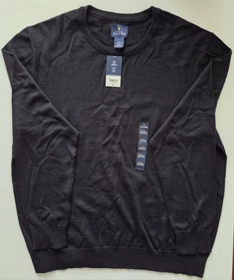NWT Stafford Men’s Black Sweater 100% Merino Wool Crew Neck Long Sleeve Sz XXL - Image 1 of 4