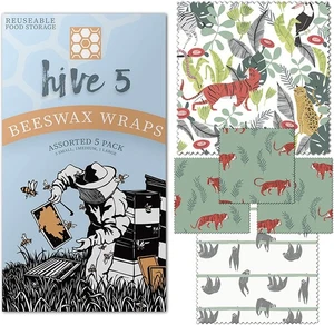 5er-Pack Wiederverwendbare Bienenwachs Bio Lebensmittel Sandwich Verpackung Papier Abdeckungen Set 3S, 1M, 1L - Bild 1 von 9