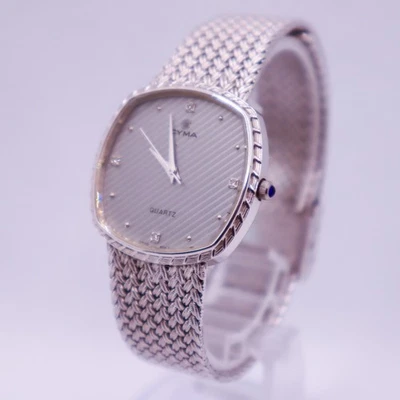 [CASI COMO NUEVO] Pulsera de malla de diamantes Cyma 200-1 4P Qz 30 mm para hombre de JAPÓN Foto 1 de 4